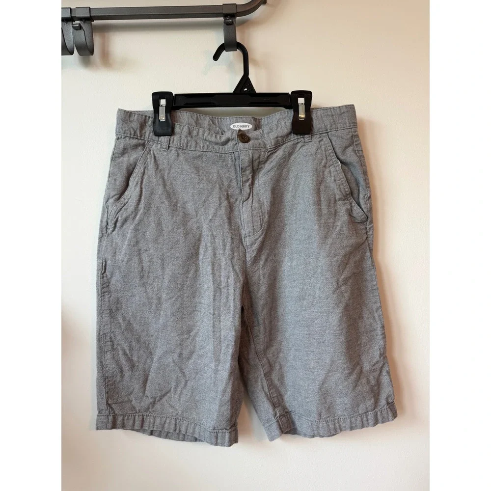 Old Navy Mens Gray Chino Shorts Size 18 Adjustable Waist Cotton Blend Stretch